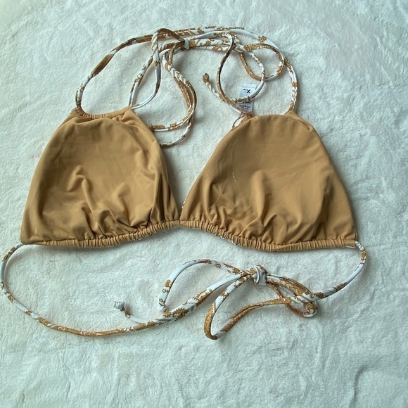 New! Kya x free people reversible Rylee bikini top in paisley sand 19177 - Picture 4 of 10